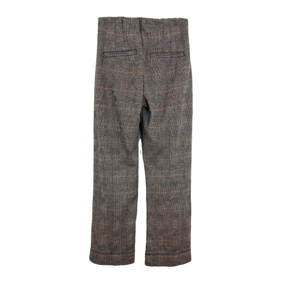 FREE PEOPLE Pull On Glen Plaid Pant 0 Gray Straight Slim Stretch High Rise B86 - Picture 2 of 5